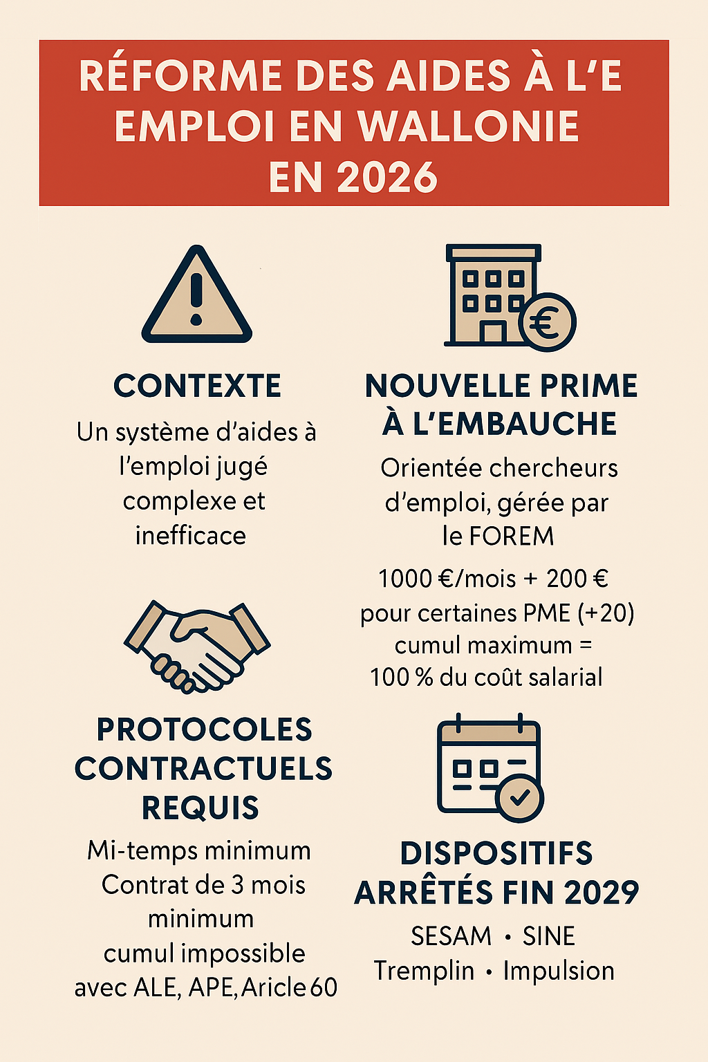 infographie de la reforme des aides à l'emploi 2026